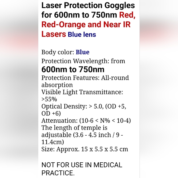 Set of 2 Laser Protection Glasses/Goggles - Picture 5 of 8